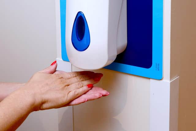One of the hand sanitisers at Travelodge