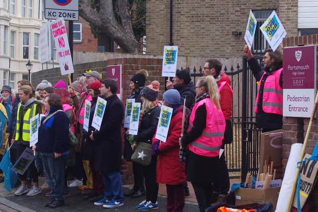 Outside Portsmouth High School. Picture: NEU