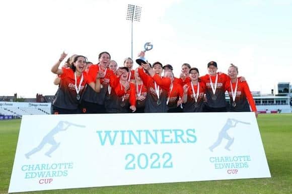 Southern Vipers celebrate winning the Charlotte Edwards Cup. Photo by George Wood/Getty Images