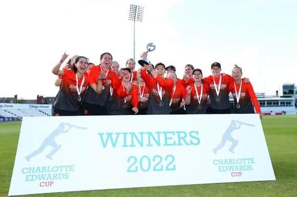 Southern Vipers celebrate winning the Charlotte Edwards Cup. Photo by George Wood/Getty Images