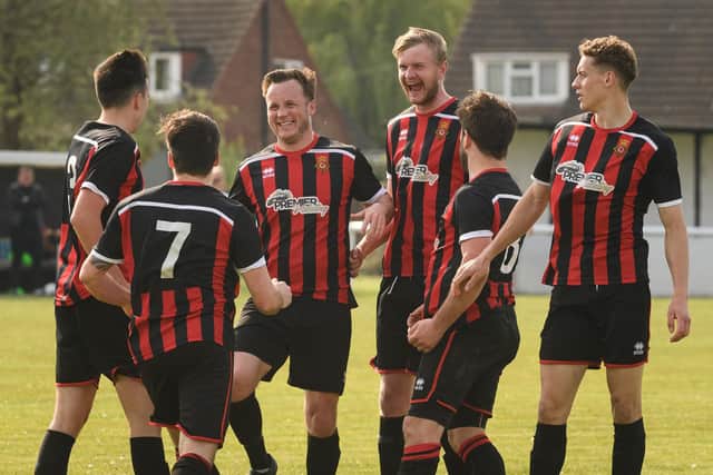Fleetlands celebrate a goal against Sway

Picture: Keith Woodland