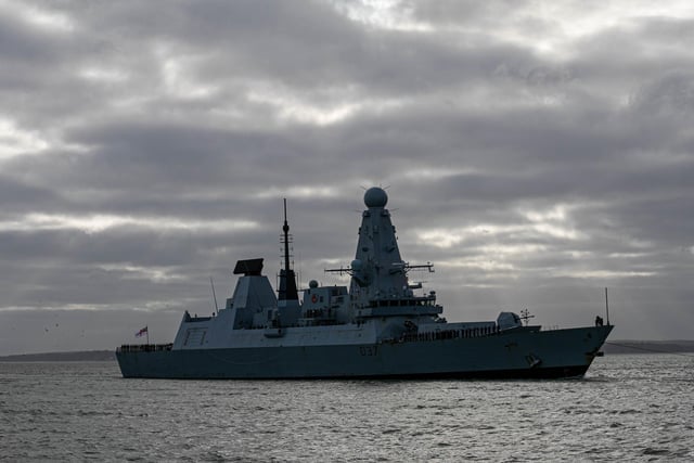 HMS Duncan entering Portsmouth Harbour on Friday, December 22. The warship has spent six months on deployment in the Mediterranean.
Picture: Habibur Rahman
