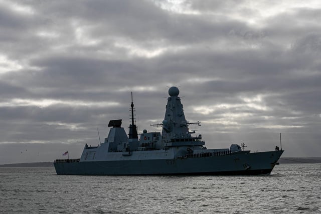 HMS Duncan entering Portsmouth Harbour on Friday, December 22. The warship has spent six months on deployment in the Mediterranean.
Picture: Habibur Rahman
