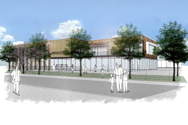 An artist's impression of the proposed community, sports and swimming centre at Bransbury Park