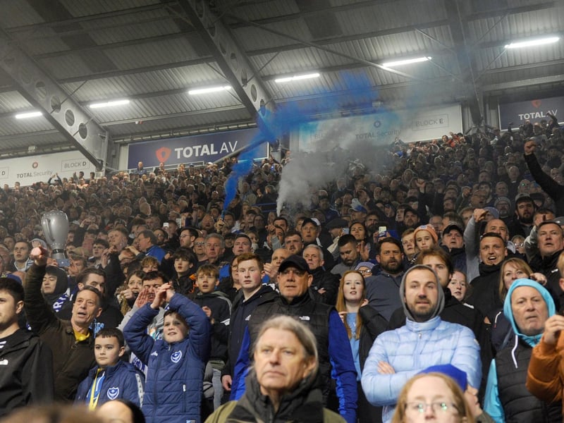 Fans celebrate Pompey's victoryPicture: Sarah Standing (160424-7664)