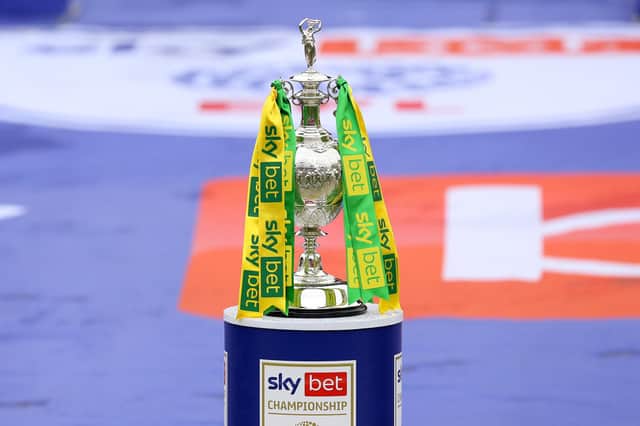 A general view of the Sky Bet Championship trophy that Sheffield United are competing for this season. (Photo by George Wood/Getty Images)
