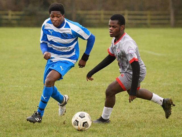 Gosham Rangers (grey) v AC Copnor. Picture: Keith Woodland