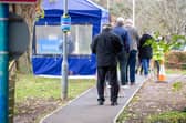 Pictured: People queuing to get their booster jab at  the Covid-19 vaccination centre at St Jame s Hospital, Portsmouth

Picture: Habibur Rahman