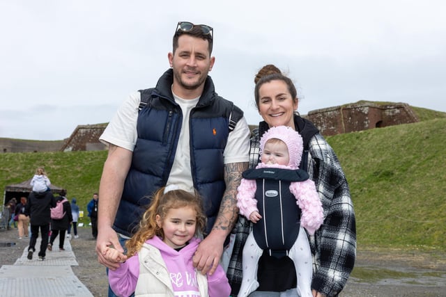Families braved the cold on Tuesday (April 2) to take advantage of amazing free entertainment at Fort Nelson, with Easter egg hunts and falconry displays. Pictured - Harris Family from Havant.
