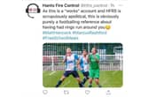 A tweet by the control room at Hampshire Fire and Rescue Service poking fun at health secretary Matt Hancock