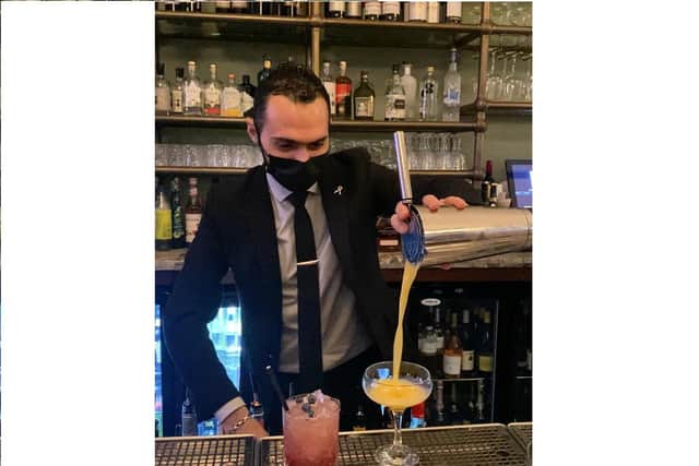 Sobhi Mazloum, bar superviser at the Queens Hotel in Southsea mixing cocktails and mocktails for the team to taste
