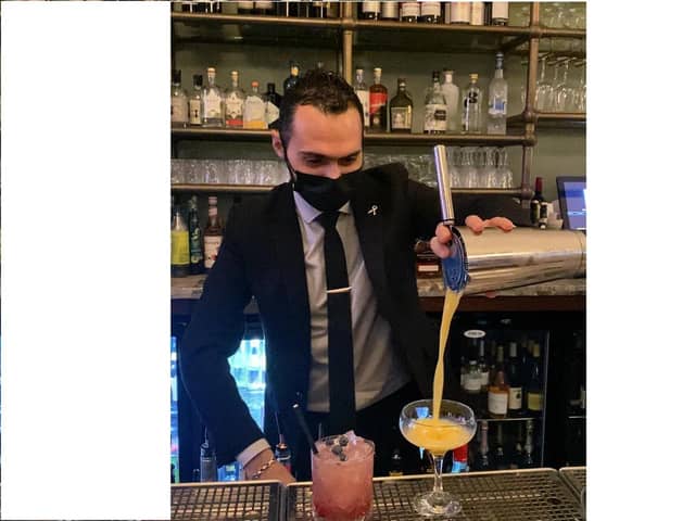 Sobhi Mazloum, bar superviser at the Queens Hotel in Southsea mixing cocktails and mocktails for the team to taste