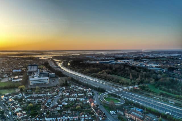 The A27/M27 motorway, over Cosham, just after 7am on March 24, 2020. Picture: Mark Cox
