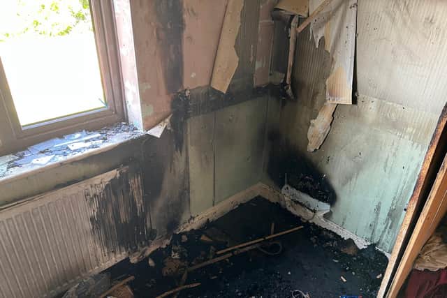 The family believes that the fire was sparked by a electrical socket behind a wardrobe.