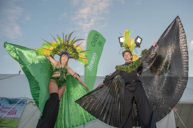 Rowans Hospice Moonlit Memories Walk - Stilt walkers Lucy Penketh and Michael McWilliam from Manic Stage Productions
Picture: Vernon Nash (180392-0015)