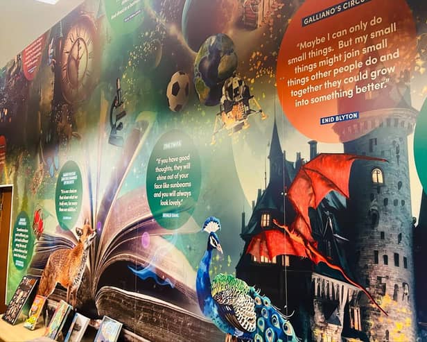 The new mural at Woodlea's library