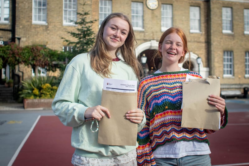 A-level results 2024 at Portsmouth Grammar school, Portsmouth on Thursday, August 15, 2024Pictured: Isabelle Durrant and Emma CurtisPicture: Habibur Rahman