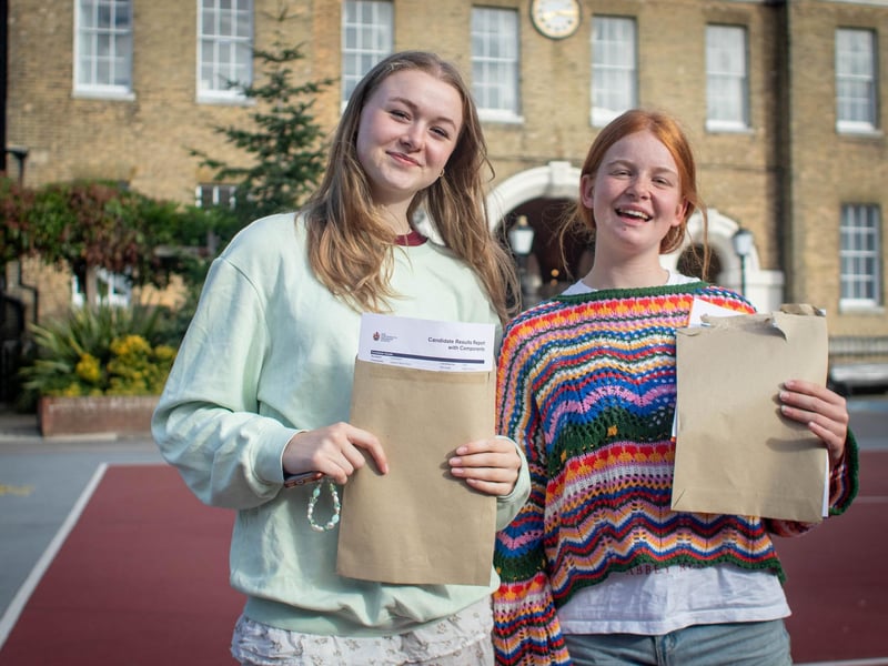 A-level results 2024 at Portsmouth Grammar school, Portsmouth on Thursday, August 15, 2024Pictured: Isabelle Durrant and Emma CurtisPicture: Habibur Rahman