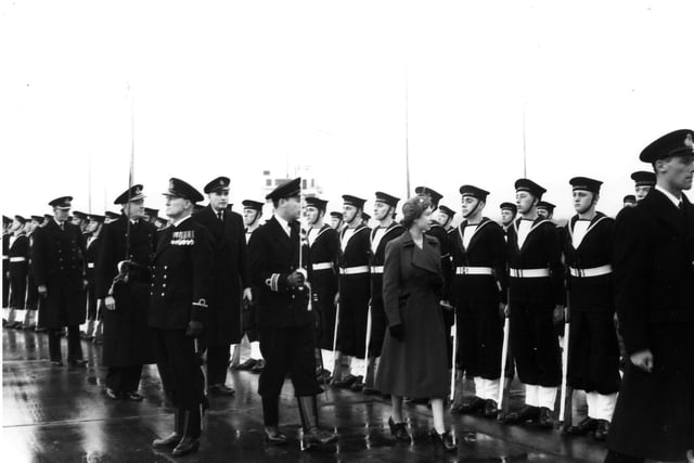 Queen Elizabeth at HMS Daedalus in the '50's