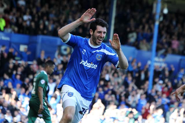 Goalscorer Danny Hollands. Pompey v Plymouth Argyle. Fratton Park. League Two. Saturday, May 3, 2014. Picture: Joe Pepler