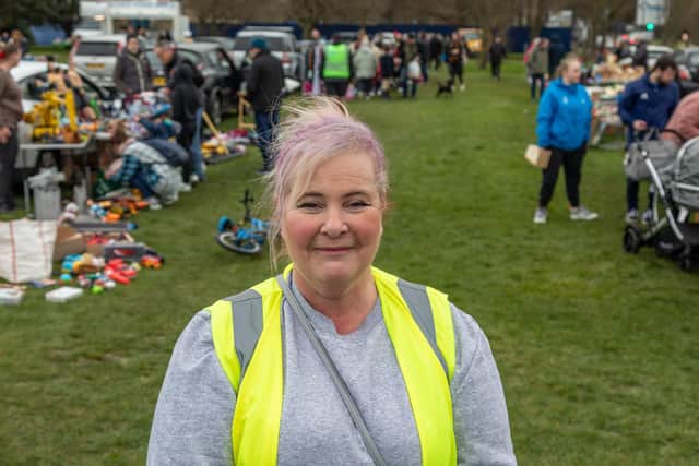Gill Clark, overseeing the first car boot sale of the year at Southsea seafront. Picture: Mike Cooter (020423)