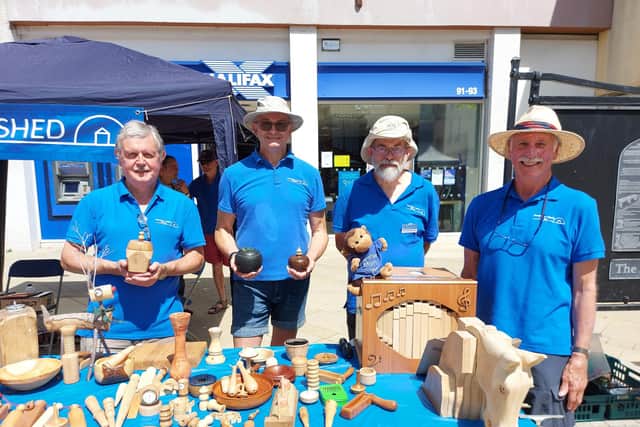 Members of Fareham Men's Shed at the Fareham Community Showcase on July 17,2021.
L-R: Chris Hodgson, Peter Raven, Richard Bunce and Cliff Jones.
Picture: Fiona Callingham