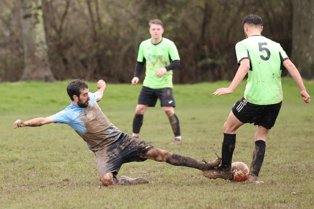Wicor Mill (blue) v Bedhampton. Picture by Kevin Shipp