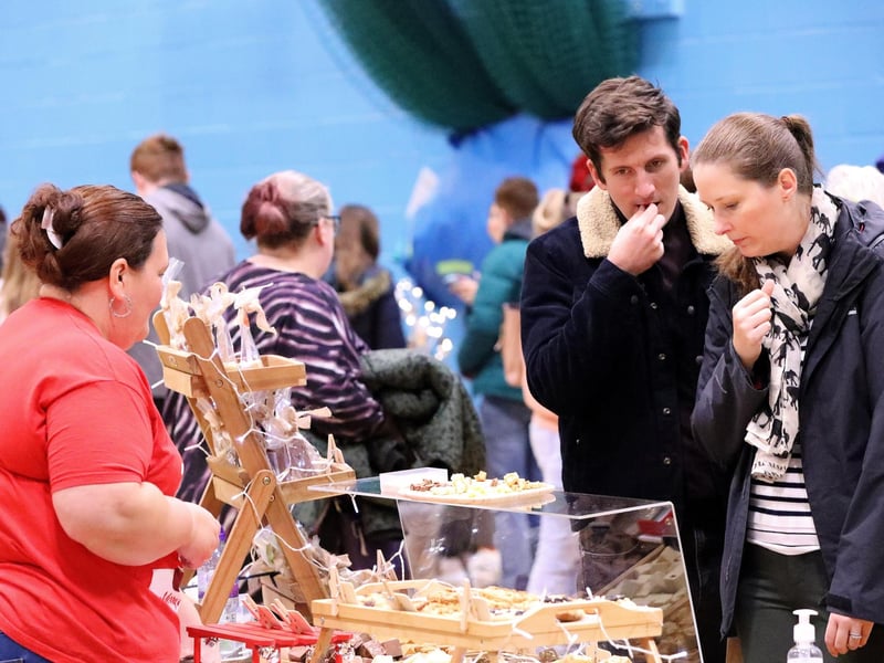 Choosing homemaded fudge. Fareham Indoor Christmas market, Fareham Leisure Centre
Picture: Chris Moorhouse