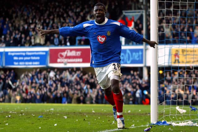 Yakubu is one of the former Pompey players appearing in a charity football match at AFC Portchester in May to raise funds for Great Ormond Street Hospital. Pic: Empics.