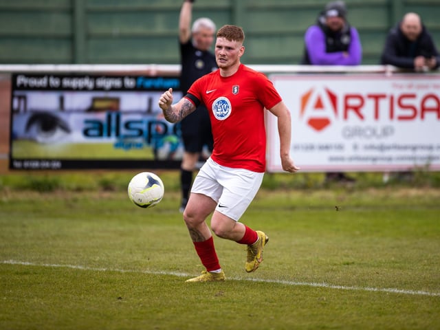 Gosport Town on the attack during their 4-0 victory over Lee Rangers in the Portsmouth & District FA Trophy final at Cams Alders. Picture: Alex Shute