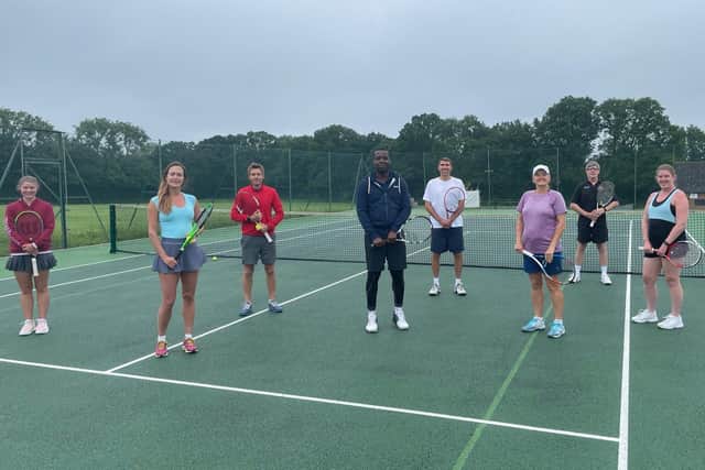 Active Mixed v Alverstoke. From left - Poppy Marston, Rachel Heda, Matt Grigg, Don Iro, Andy Mills, Sue Western, Chris, Titterington, Laura Titterington