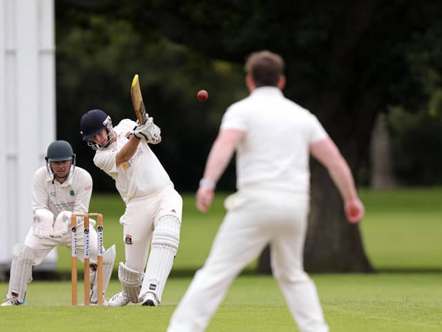 James Headen hits out on his way to an unbeaten 86 for Fareham & Crofton 2nds at Bedhampton. Picture: Chris Moorhouse