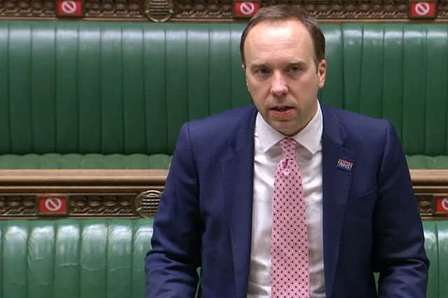 Health Secretary Matt Hancock updates MPs in the House of Commons. Picture: PA Wire