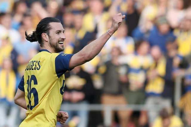 Christian Burgess celebrates scoring for Royale Union Saint-Gilloise against Genk on Sunday night. Picture: BRUNO FAHY/Belga/AFP via Getty Images