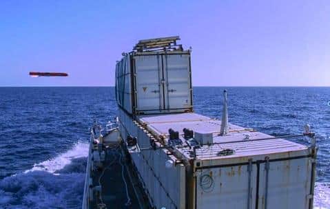The new Sea Venom missile approaching its target