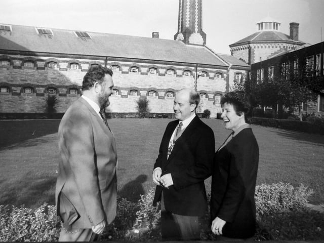 Phyliss and former MP Syd Rapson with Roy Merricks the governor pictured in October 1990