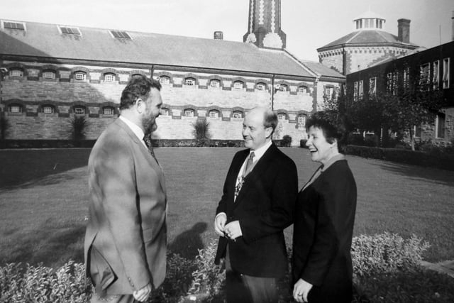 Phyliss and former MP Syd Rapson with Roy Merricks the governor pictured in October 1990