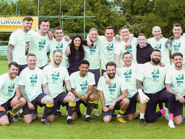 The combined Moneyfields and Baffins XI that took part in the Mason Peddle charity fundraiser. Picture by Nathan Lipsham