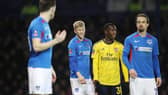 Ross McCrorie , second left, against Arsenal this week. Pic: PinPep Media / Joe Pepler