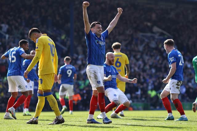 There was plenty of celebration at full-time as Pompey beat league leaders Leeds. (Picture: Charlie Crowhurst/Getty Images)