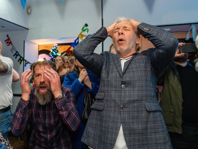 England fans with head in hands at The Kings after Harry Kane's penalty miss against France. Picture: Matthew Clark