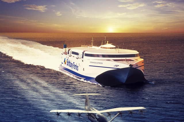 Brittany Ferries is exploring the potential for a new high-speed, sustainable and more efficient form of ferry travel called a seaglider The concept, an all-electric, wing-in-ground effect vehicle (WIG), is under development in the United States through Boston-based start-up REGENT (Regional Electric Ground Effect Nautical Transport).