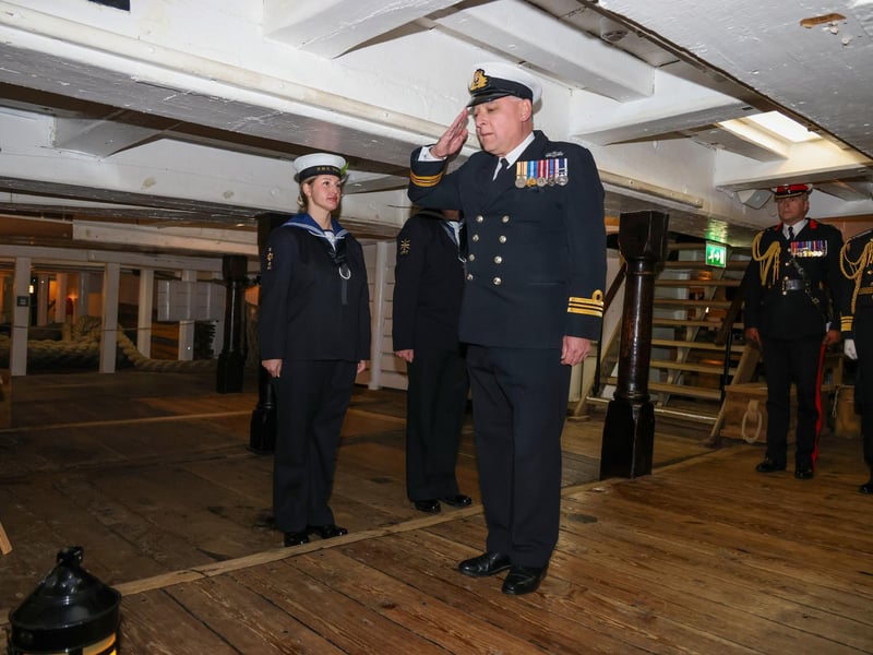 The Trafalgar Day ceremony onboard HMS Victory.