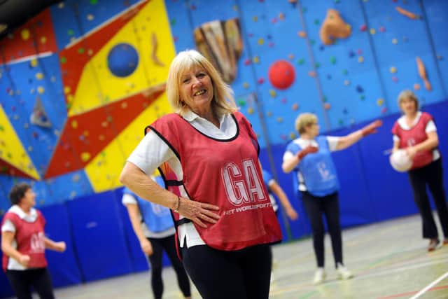Marlene Jones playing walking netball. The sport gave her the fitness to complete the Camino de Santiago pilgrimage in Spain Picture: U3A