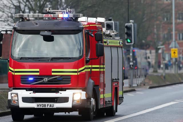 Hampshire Fire and Rescue fire engine, Winston Churchill Avenue, Portsmouth.             Picture: Chris Moorhouse           (240119-9)