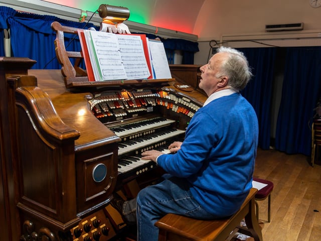 Traditional soundtrack provided by organist Robert Stacey visiting from the Isle of Wight. Picture: Mike Cooter (250223)