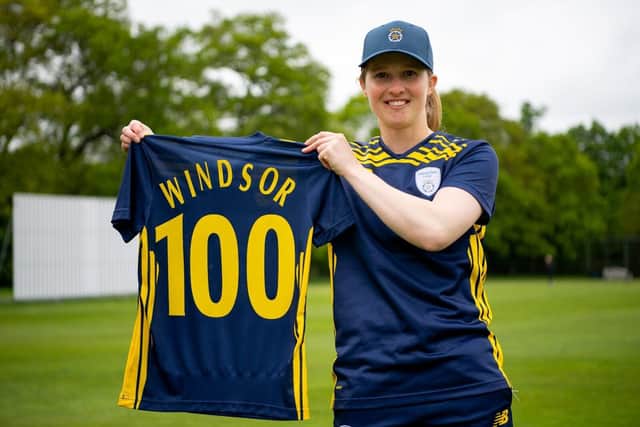 Portsmouth's Emily Windsor became the first woman to play 100 games for Hampshire