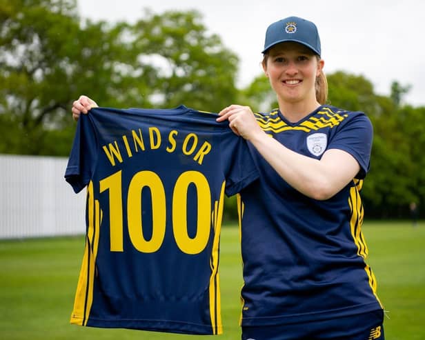 Portsmouth's Emily Windsor became the first woman to play 100 games for Hampshire 