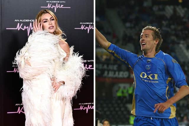 Podcast host and Strictly Come Dancing star Abbey Clancy said she focuses on "positive praise" for her children's sporting achievements after her husband, Peter Crouch, suffered "abuse" about his physical appearance during his career. Picture: Gareth Cattermole/Michael Hewitt/Getty Images.