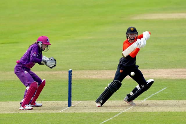 Southern Vipers' Charlie Dean hits out during the Rachael Heyhoe Flint Trophy win against Lightning. Picture: John Walton/PA Wire.